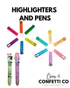 Chaos & Confetti Co Highlighters and Multi-Color Pens, Office Stationery Writing Tools for Marking, Note-Taking