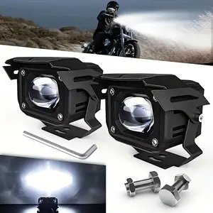 Motorcycle LED Driving Lights 2PCS Mini LED Auxiliary Lights in White & Yellow for Enhanced Nighttime Visibility and Safety Compact Design Easy Installation cars