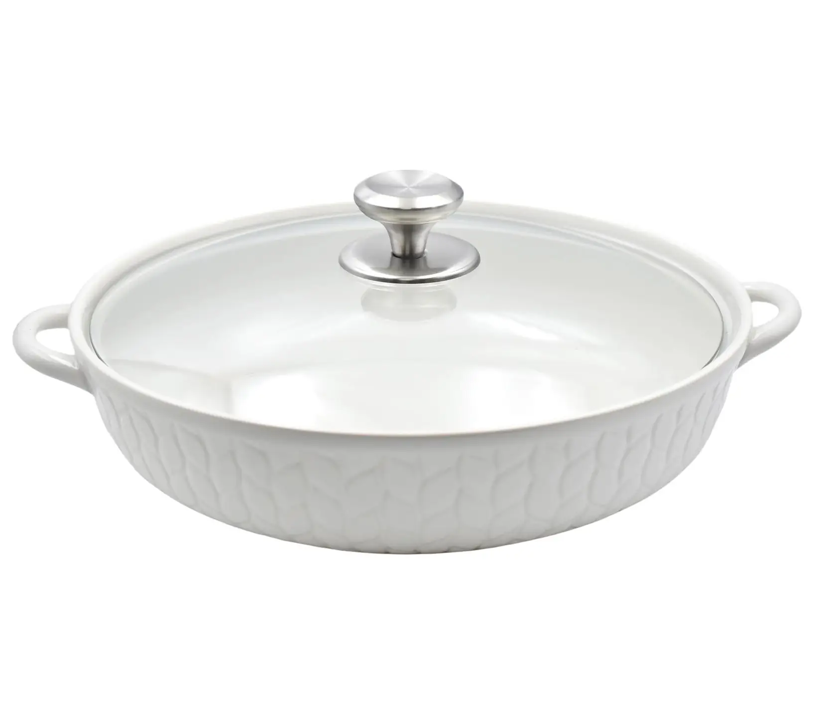 Temp-tations Carved Willow 4-qt Shallow Baker with Glass Lid