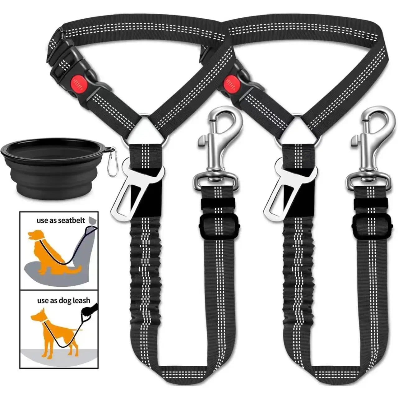 【BackToSchoolGift】2-Pack Pet Dog & Cat Seat Belts for Cars, Adjustable Safety Leash - Best Gift Choice for Pet Lover!