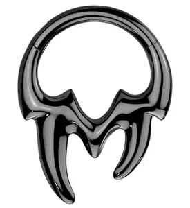 Black PVD Fangs Titanium Hinged Segment Ring