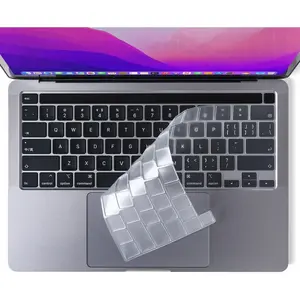 T Tersely [2 Pack] Silicone Keyboard Cover Case Skin Protector for MacBook Pro with Touch Bar 13.3 Inch A2289 A2338 (M1/M2 chip) A2251 2020 2022/16 Inch A2141 2019 Protective Skin (Transparent)