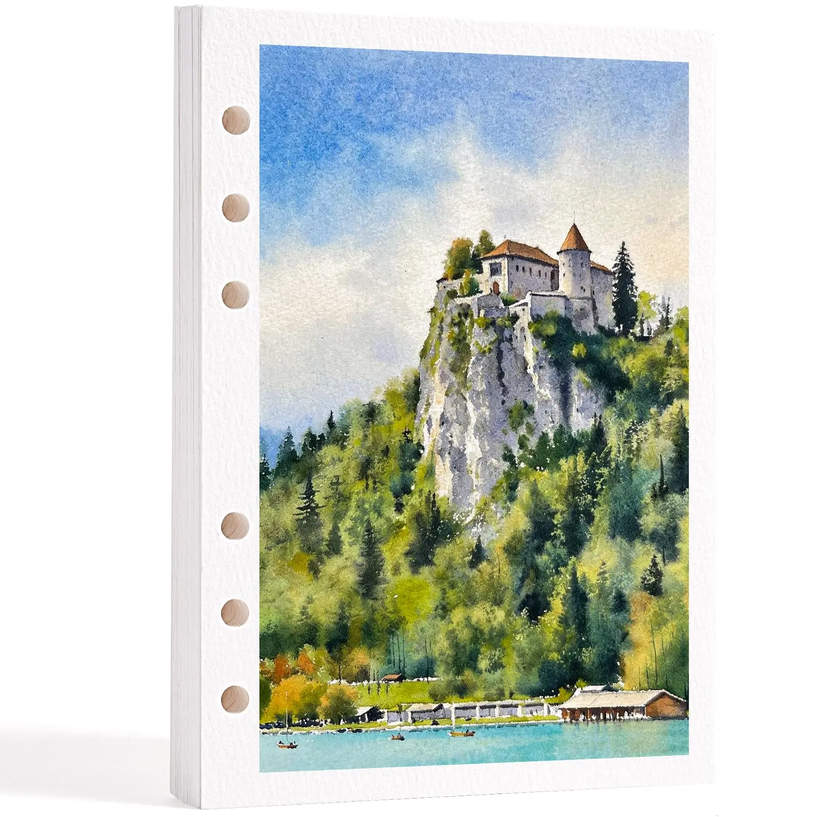 Fuumuui 300GSM Cotton Watercolor Paper Refills - 20 Sheets, 4.9x6.9 In, Acid-Free Cold-Pressed, for Watercolor Painting, Finger Paint, Charcoal, Beginners (Office Stationery Art Supplies)