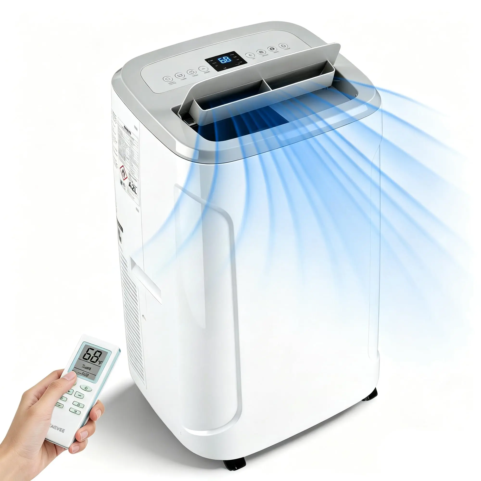 12,000 BTU Compact Portable Air Conditioner with Heater - 4-in-1 Smart WiFi Aircon Cooler (Cool,Heat,Dehumidify,Fan), 550 Sq Ft Coverage, App & Remote Control, LED Touch Panel, Window Kit, User-Friendly Features, Portable & Convenient for Bedroom Hot Days