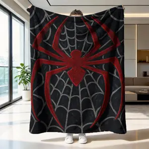 Spider Web Pattern Flannel Blanket Soft Skin-Friendly Warm Sofa Bedroom Nap Mat Multi-Scene Use Cozy Comfortable Throw Blanket