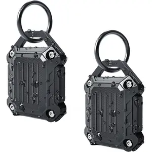 Waterproof Airtag Keychain Holder Case,Screw Full Cover Compatible with Apple Air Tag Tracker Key Ring (Black 2Pack)