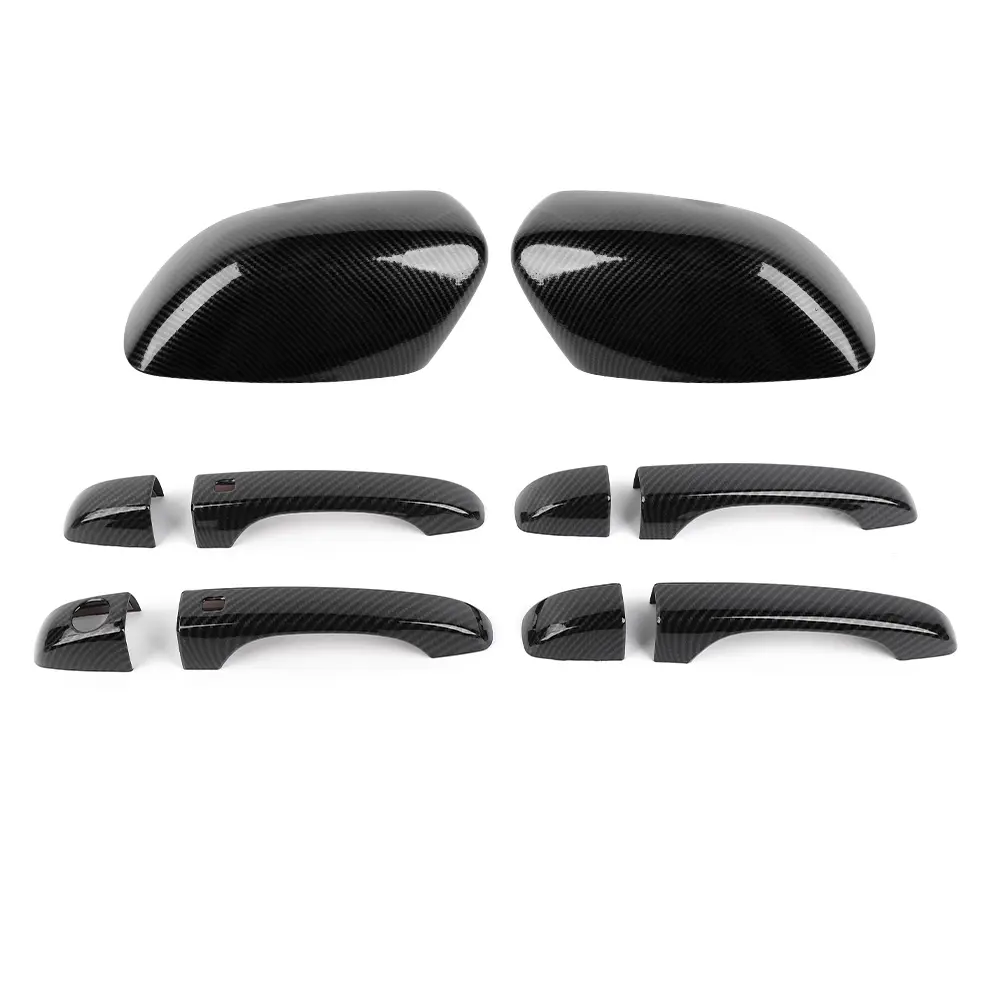 Carbon Car Exterior Side Rearview Mirror & Door Handle Cover Trim for Chrysler 300C 2011+, Self-Adhesive DIY Install Vehicle Accessories for Car, UV-Resistant Scratch Proof Auto Enhancement Parts, Car Accessories