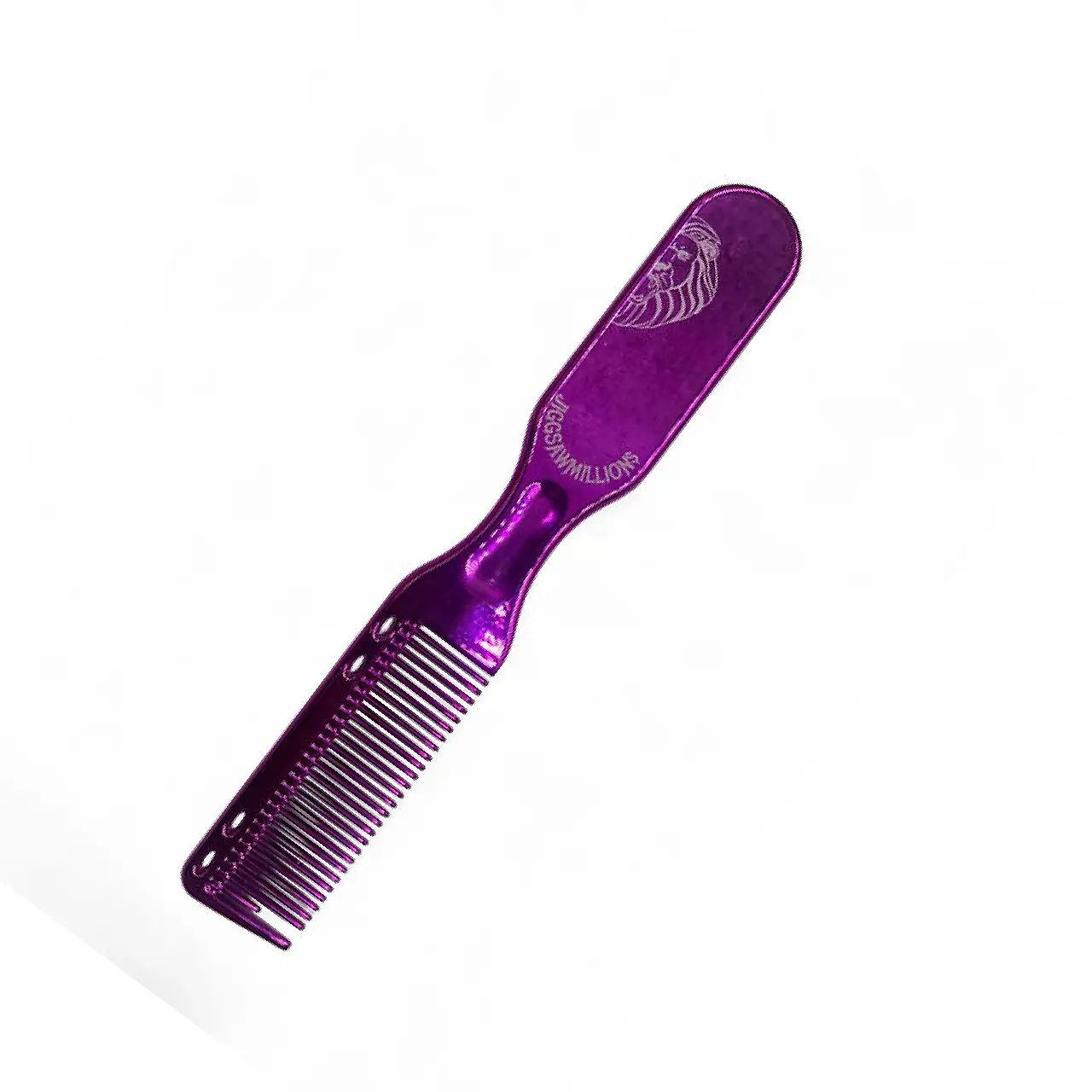 JIGGSAWMILLIONS Purple Chrome 2-Piece Mini Hair Brush & Comb Set - For Thick Coarse Hair Strands, Wave Styling