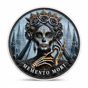 Memento Mori Coin, Gothic Skull Pocket Token, Collectible Challenge Coin Gift for Desk Decor & Daily Reflection | Dark Aesthetic Gift for Her