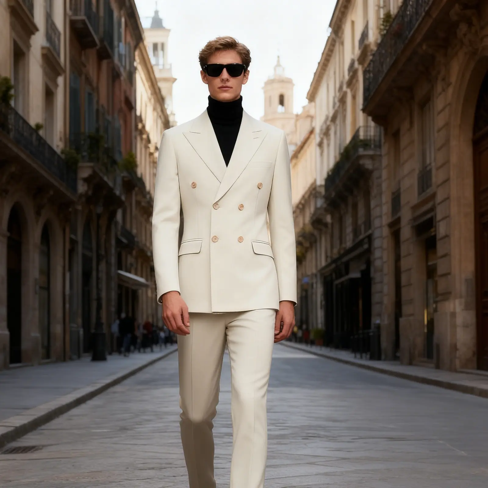 Men's 2-Piece Original Slim-Fit Double-Breasted Soft Long-Sleeve Jacket & Pants Tuxedo Set, Wrinkle-Resistant Fabric, Tapered Legs, Pockets, Formal Wear for Wedding Prom