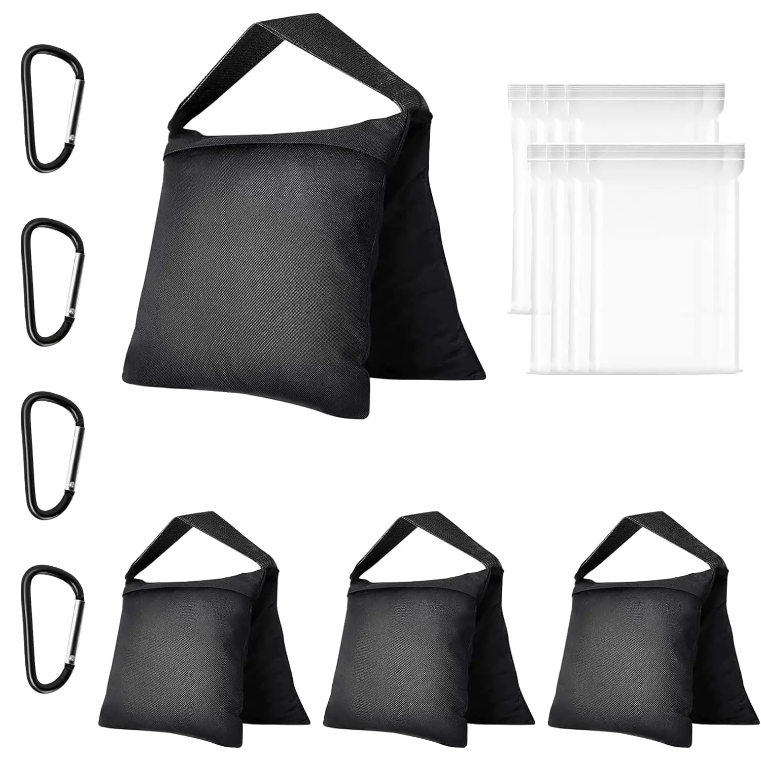 EMART Heavy Duty Sandbag Photo Studio Weight Bag Saddlebag Design for Photography Light Stand Tripod Outdoor Patio Sports Pop Up Tent Umbrella Base Camping Fishing Chair 4 Packs Set Black