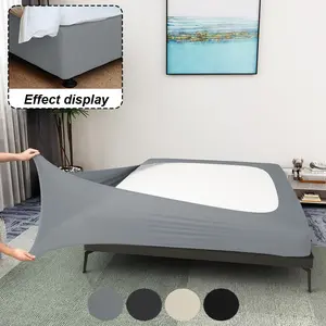 Seasonal Solid Color Milk Silk Bed Skirt, Elastic Four-Sided Wraparound, Universal European and American Sizes, Bedroom Mattress Protector Cover