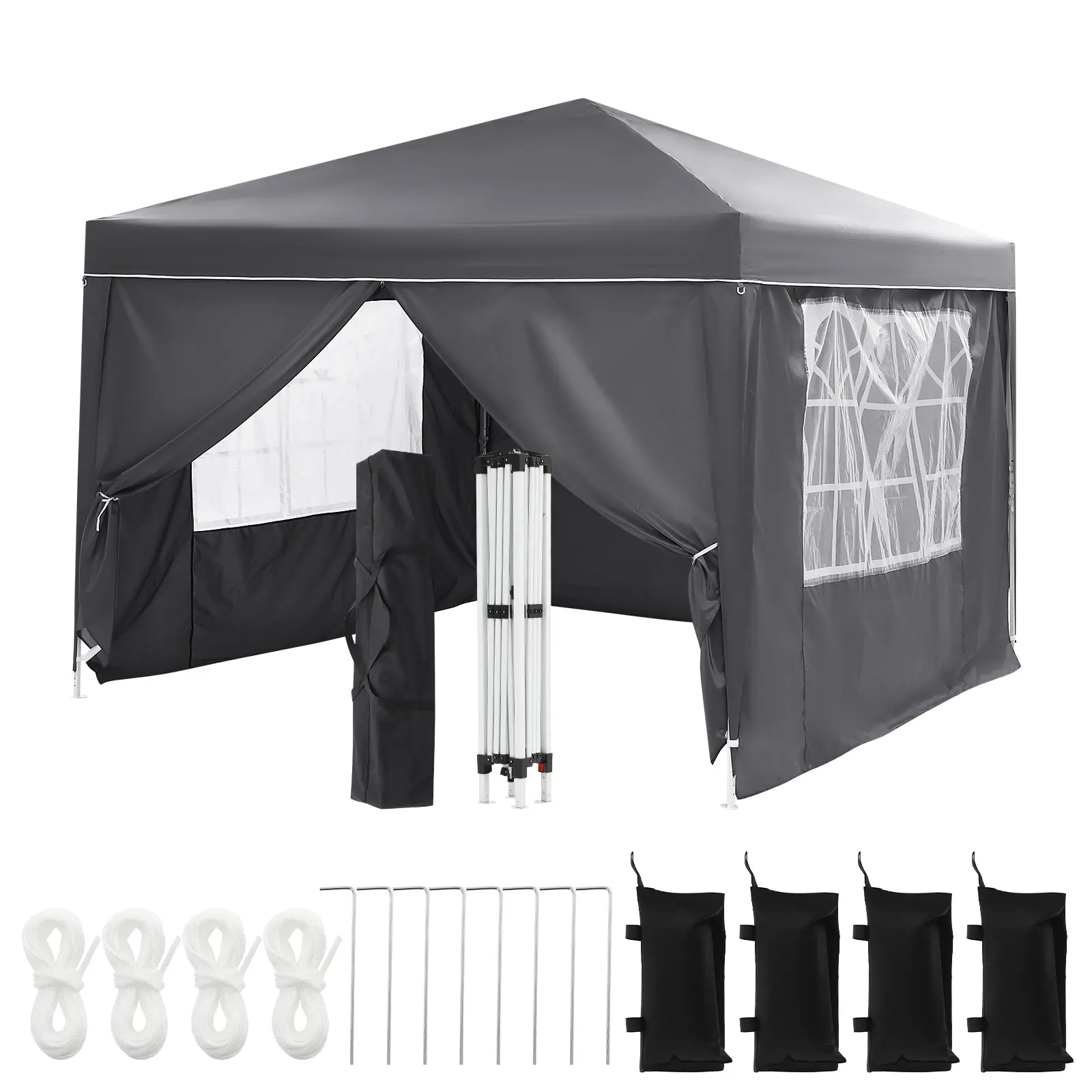 Heavy Duty Pop Up Canopy Tent - 10x20 FT Commercial Outdoor Shelter - 6 Removable Sidewalls Waterproof Windproof Adjustable Height Carry Bag - All-Season Event Gazebo