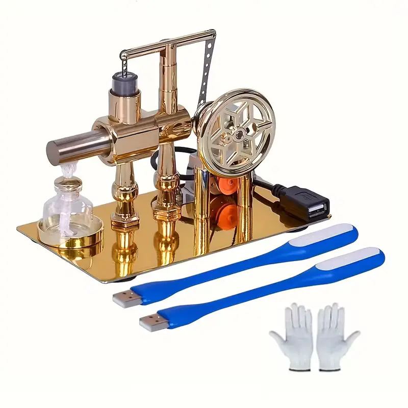 Stirling Engine Engine Generator Kit - Single Cylinder, Stainless Steel Construction Pneumatic Design Educational Physical Science Experiment Model for Learning And Invention Enthusiasts Holiday Gifts, Unisex