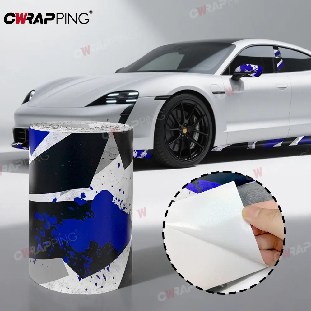 Automotive Vinyl Car Wrap Street Culture Car Film Covering Blue Ink Splashing Motorcycle Sticker Self-adhesive Camouflage Vinyls