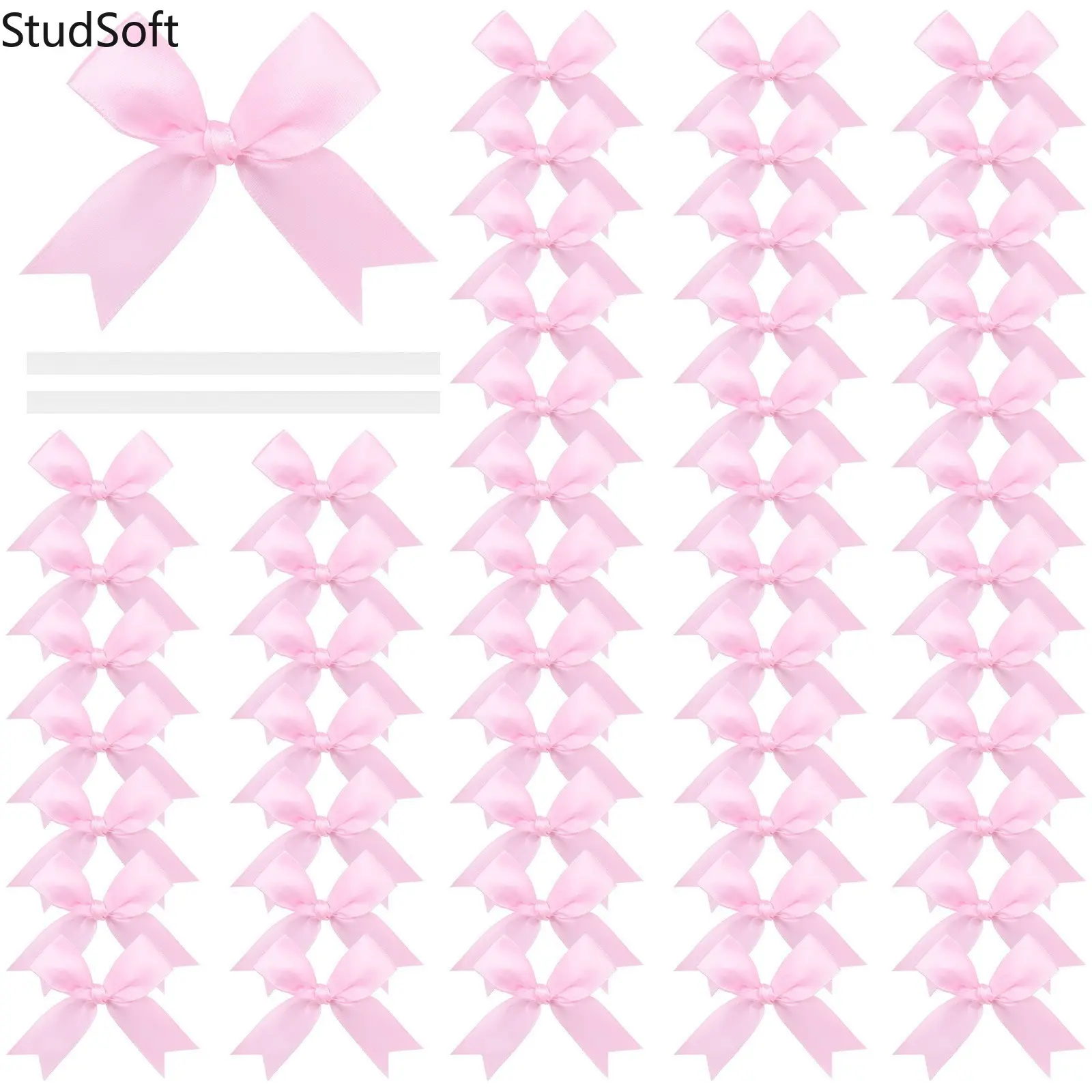 50-Pack Pink Satin Decorative Bows, Self-Adhesive Mini Bows Set for DIY Crafts, Gift Wrapping - Sports & Outdoor Camping Hiking Hammock Accessories, Decorative Bow