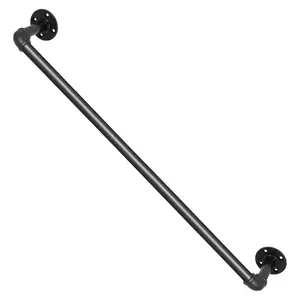 VEVOR Pipe Stair Handrail,  3FT Staircase Handrail, 440LBS Load Capacity Carbon Steel Pipe Handrail, Industrial Pipe Handrail with Wall Mount Support, Round Corner Wall Handrailings for Indoor, Outdoor