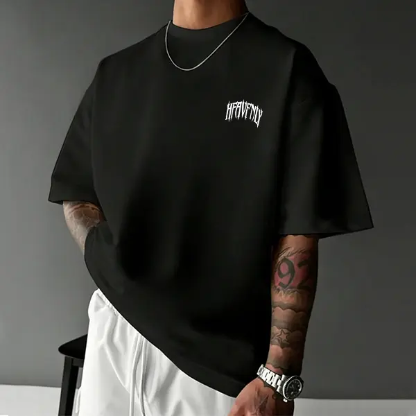 Men's 100% Cotton Short-Sleeve Round Neck T-Shirt - Gothic Prayer Hands Religious Faith Print, Simple Dark Street Grunge Rock Urban Edge Menswear, Ideal for Street Photography & Niche Subculture, Under $10 Casual Top