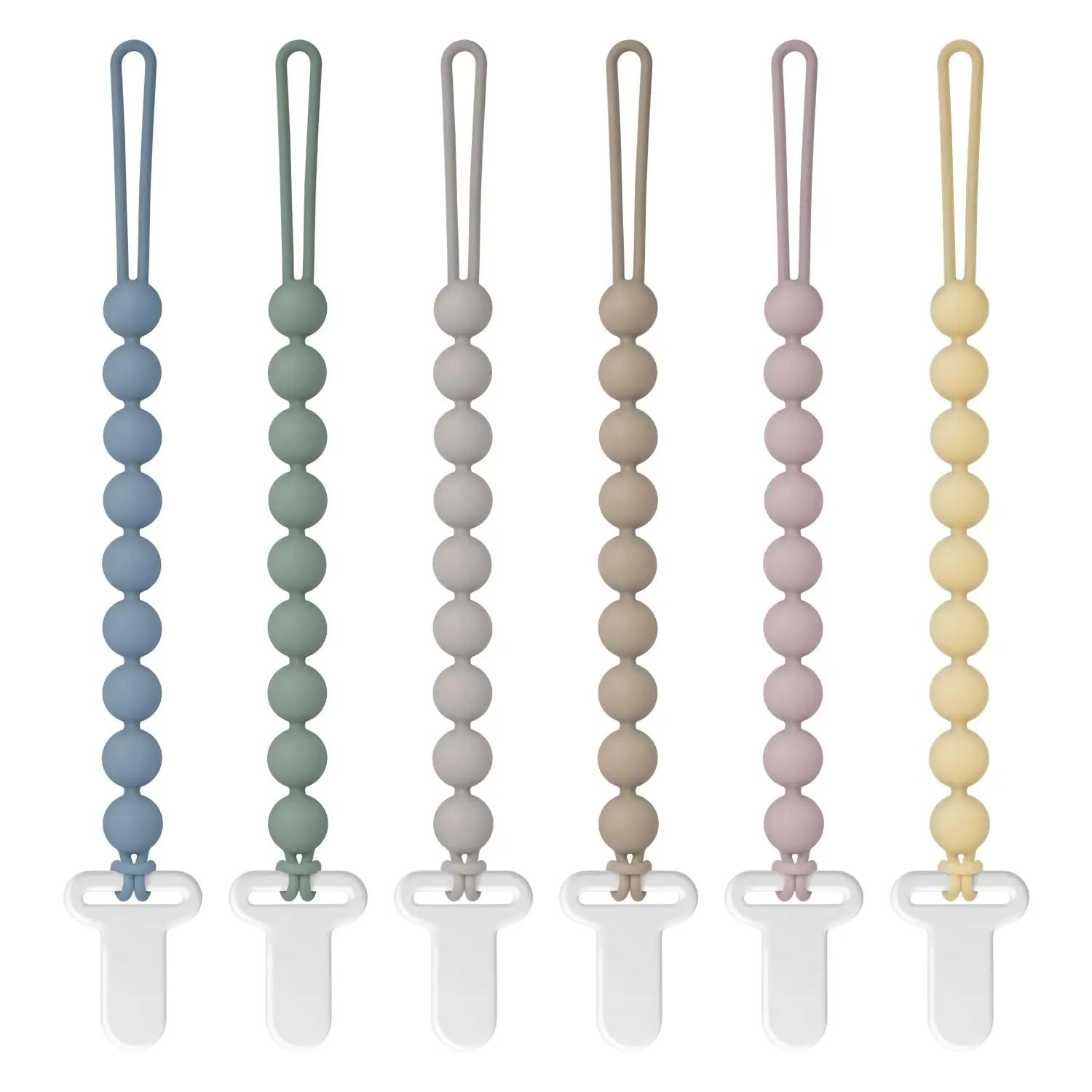 Pacifier Clips Silicone, 6-Pack Pacifier Holder Clip with Stylish Round Design, 100% Food Grade Silicone, Safe Essentials for Newborns Baby Boys and Girls Easter