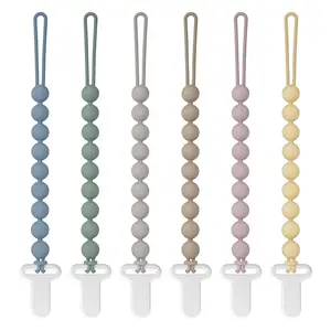 Pacifier Clips Silicone, 6-Pack Pacifier Holder Clip with Stylish Round Design, 100% Food Grade Silicone, Safe Essentials for Newborns Baby Boys and Girls Easter