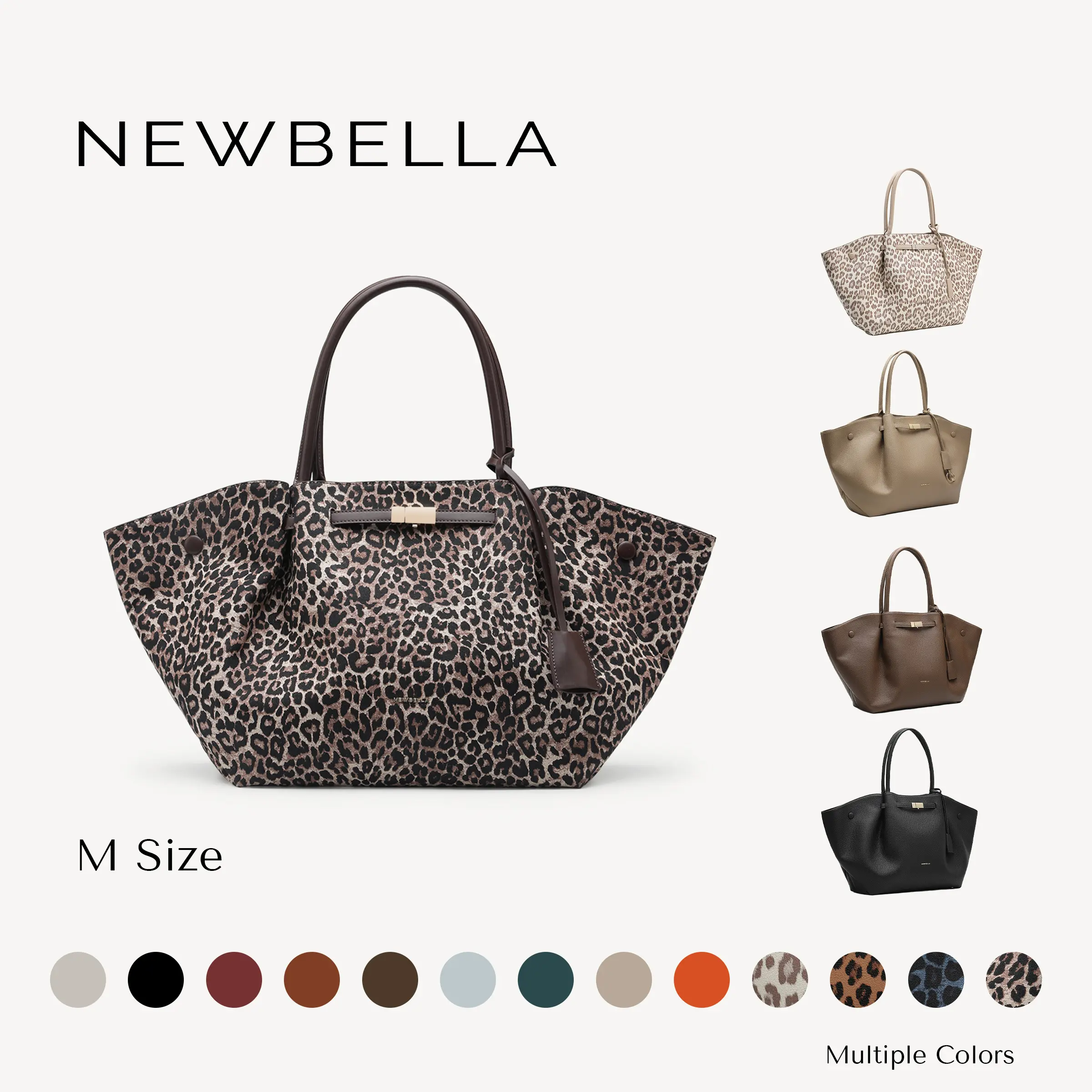 NEWBELLA Marella M Size Collapsible Top Handle Tote Bag - Women's Elegant PU Leather Purse, Detachable Charm, Magnetic Closure, 23.6"x12.6"x5.5"x11", Mothers Day Gift, Mom Gift, Work Bags for Women, Summer Everyday Tote Bags