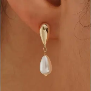 14K Gold Plated Pearl Drop Earrings Teardrop Crystal Pearl Dangle Earrings Wedding Bridal Everyday Lightweight Jewelry Valentine's Day gifts