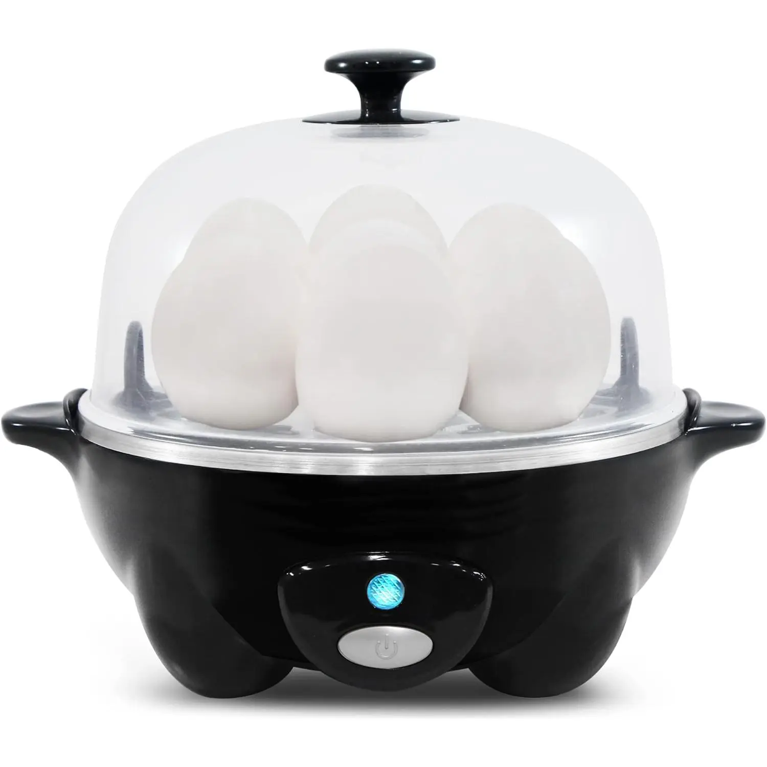7-Egg Capacity Rapid Cooker - Boils (Hard, Medium, Soft) Easy-To-Peel Items, Poaches, Omelet Maker, Auto Shut-Off, Timer Alarm, 16-Recipe Booklet, Dishwasher Safe Black Kitchen Utensil Boiler, Boils, Poaches, Buzzer, Egg Boiler, 7 Eggs