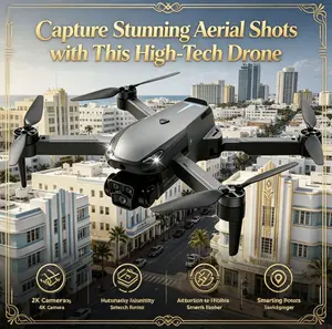 2026 Foldable Aerial Drone M8 Pro with 4K UHD EIS Anti-Shake Camera, GPS Precise Positioning System, 5G WiFi FPV Real-time Transmission,   Intelligent Obstacle Avoidance, Auto Return, 360° Stunt Roll, 2 Batteries for Adults Beginners Aerial Photography