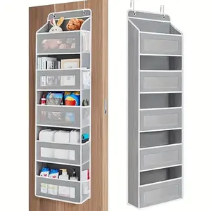 Door Hanging Storage Rack -5-Tier Door Storagewith 5 Large Capacity Pockets Anti-Tip Design forEfficient Organization Safe Storage Easy AccessVersatile Container Organizer 20kg CapacityUpgraded Version Gray  Dark Gray Hangable