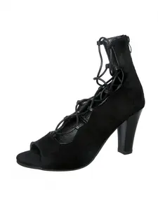 Elegant Ankle-Tie Peep Toe Heels Comfortable Block Heel Sandals for Work & Parties