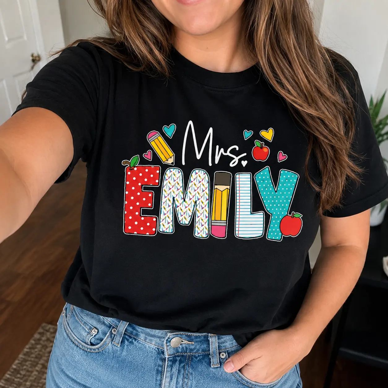 1pc Custom Teacher Shirt, Teacher Name Shirt, Teacher Gifts Personalized, Teacher Appreciation Gifts, Back To School Shirt, Gift For Teacher tiktokshopspringglowup,summervibes outdoorfun(9 colors available)