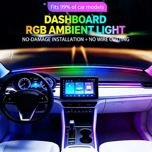 RAZEN Universal Surround Noise Reduction Seal Strip RGB Smart Dreamy Ambient Light for All Cars, Interior Music Sync Color Changing Light, Wireless APP Remote Control Car Interior Neon Light Strip, 150cm Car Ambient Light, Easy to Install, Perfect Gift Ca