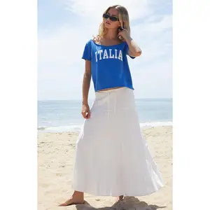 John Galt Women's Electric Blue Robyn Italia Short Sleeve Off-The-Shoulder Top - Multicolor