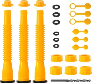 3KIT Replacement Gas Can Spout Kit - Flexible Pour Nozzle with Drill Bits for 1/2/5.3/10 Gallon Cans - Yellow-3 Kit - Tools Equipment