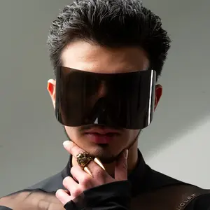 Futuristic Oversized Glasses - Stylish, Round Frame with Metal Hinges, Decorative PC Lenses for Men and Women, Y2K Fashion Accessory, Stylish Accessory|Futuristic Design|Decorative Lenses-49EW