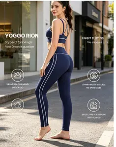 Women's 2-Piece Colorblock Yoga Set, High-Waisted Ribbed Leggings, Super Soft 4-Way Stretch Non-See-Through Fabric, Versatile Casual Fitness Athletic Activewear for Gym Workouts