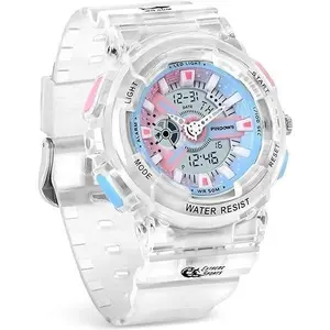 BYW12 Women Watch for Women Teenagers Watch Outdoor Waterproof Digital Sports Analog Watches for Ladies Students with Stopwatch Alarm Countdown Dual Display 7 Color LED Backlight