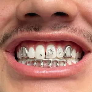 Trendy Star Drop Tooth Jewelry Set, Unique Hollow Out Rhinestone Decorative Retainers, Hip Hop Rap Stage Party Accessories, Easy to Wear, Tooth Gem, Retainer Brace, Teeth Kit
