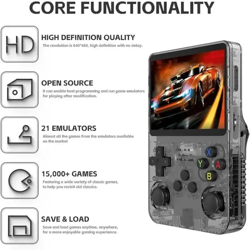 R36S  Performance Retro Handheld Game Console with Dual Joystick Portable Handheld Console - PSP GBA Arcade Emulator for Classic Gaming On The Go