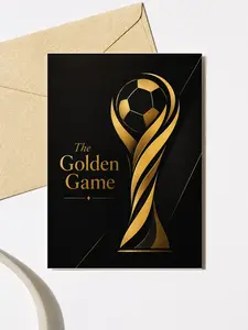 The Golden Game Football Card, Luxury Soccer Trophy Greeting Card for Sports Fans