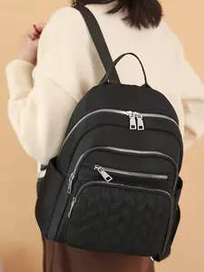 Oxford Cloth Backpack Nylon Travel Bag for Women, Casual Fashion Canvas Student Bookbag, Mom Bag for Daily Use, Zipper Backpack