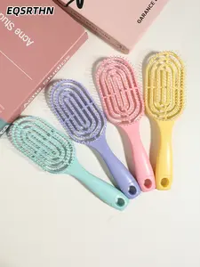 4pcs Macaron color hollow massage comb, high elastic comb teeth hollow breathable design, dry and wet, smooth hair without knots, massage scalp to relieve fatigue. It is suitable for daily care, modeling and other scenes. It is just needed for girls' hair