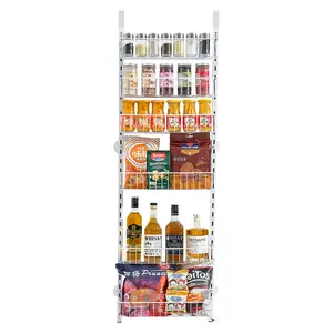 VEVOR Over the Door Pantry Organizer,  6-Tier Pantry Organization and Storage, Heavy-Duty Steel Hanging Spice Rack, Adjustable Wall Seasoning Shelves, for Home Kitchen Laundry Room Bathroom, White