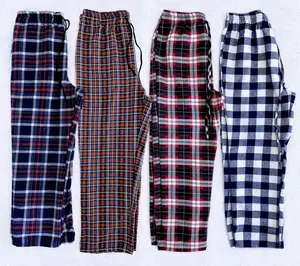 Unisex Pocket Pajama Bottoms Red White Black Plaid Cotton Christmas PJ Pants Winter Set Black Brown & White Pink Options