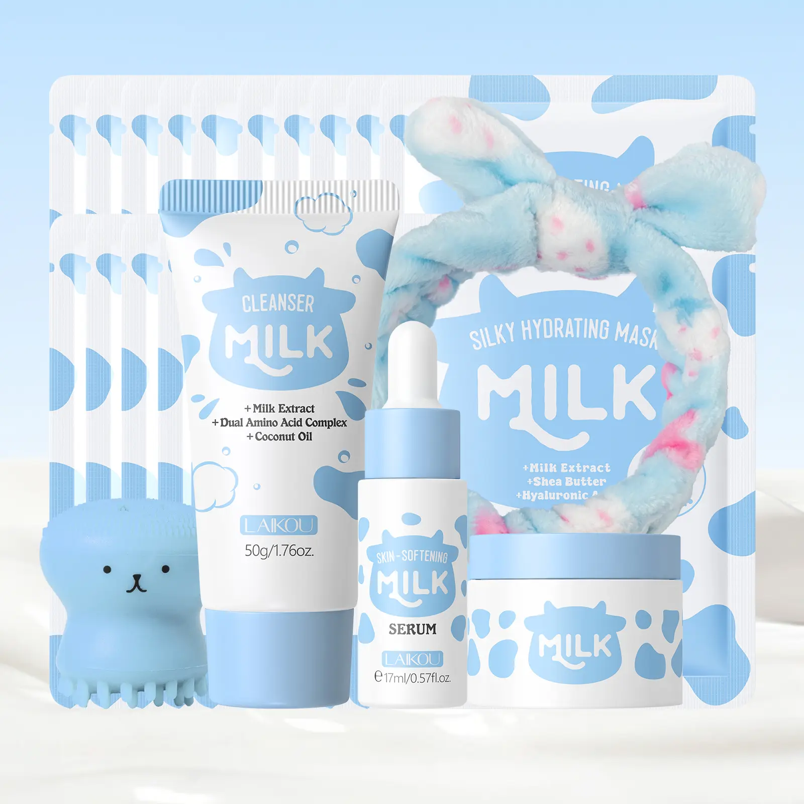 Laikou 5pc/20pcs/25pcs Milk Skincare Set，Moisturizing & Gentle Milk Skin Care for Teens Girls , Face Care Kit, Bulk Birthday Gifts, Daughter Gifts