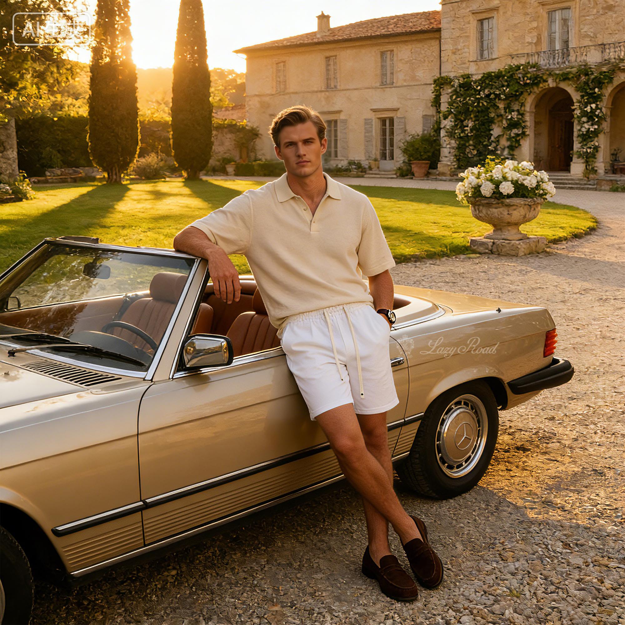 Old Money Casual Sports Shorts: Minimalist, Basic, Loose-Fit Straight-Leg Cropped Shorts(WHITE)-8868