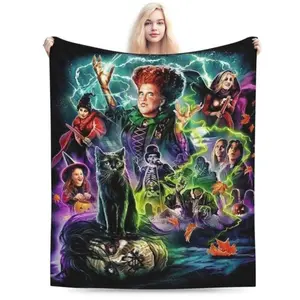 Halloween Hocus Pocus Blanket Flannel Blanket Lightweight Four Seasons Blanket Novelty Blanket Suitable For Bed, Sofa,Durable And Comfortable Halloween Decoration Christmas Thanksgiving Gift Blanket