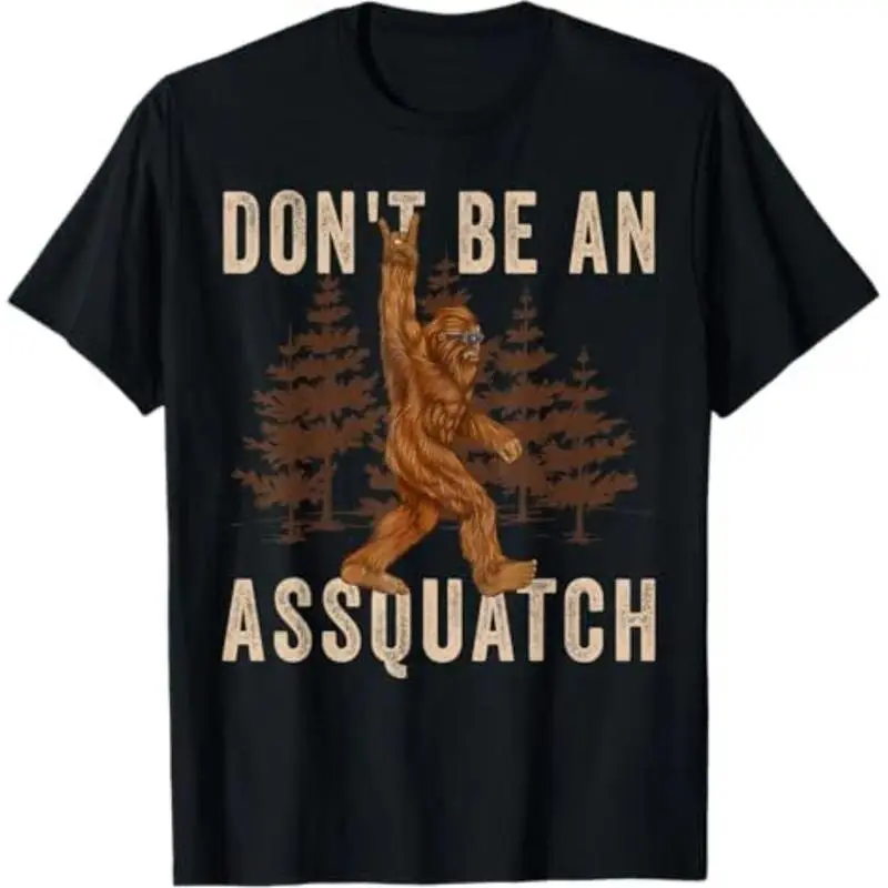 Don't Be An Assquatch Outdoor Sasquatch Funny Bigfoot T-Shirt - Women's Unisex V-Neck Short Sleeve - Black - Size Small casual crew neck cotton t-shirt Top Womenswear