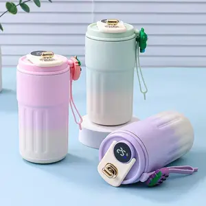 316 Stainless Steel Travel Mug With Temperature Display , Suitable For All Seasons, Ideal Gift For Camping, School, Travel Stainless Steel Insulated Tumbler Flask Drinkware Portable Coffee Bottled lid n