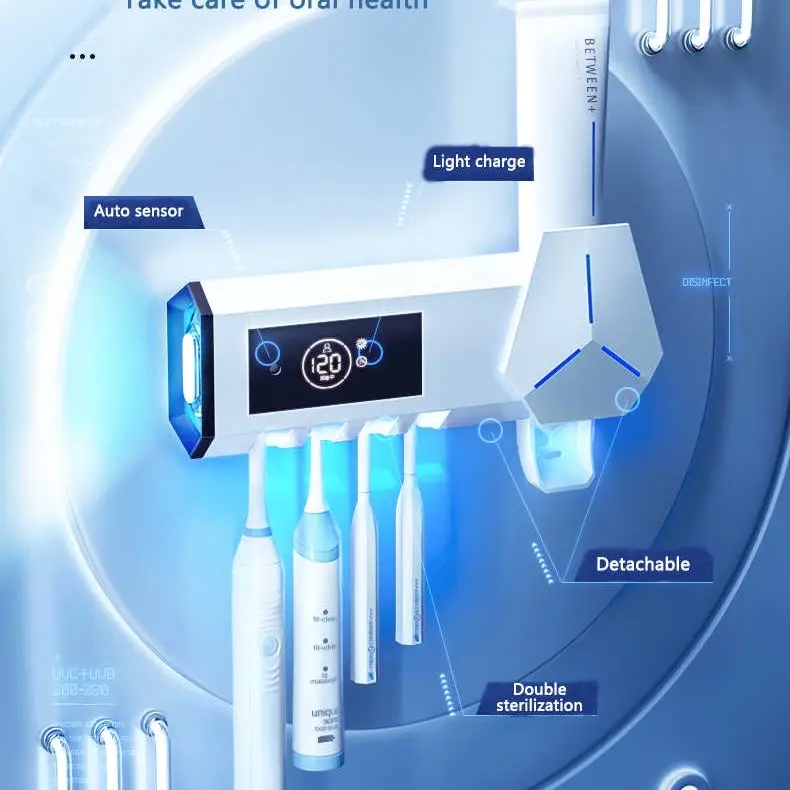 2 in 1 Automatic toothbrush sanitizer, holder, Automatic toothpaste dispenser ,white and black color